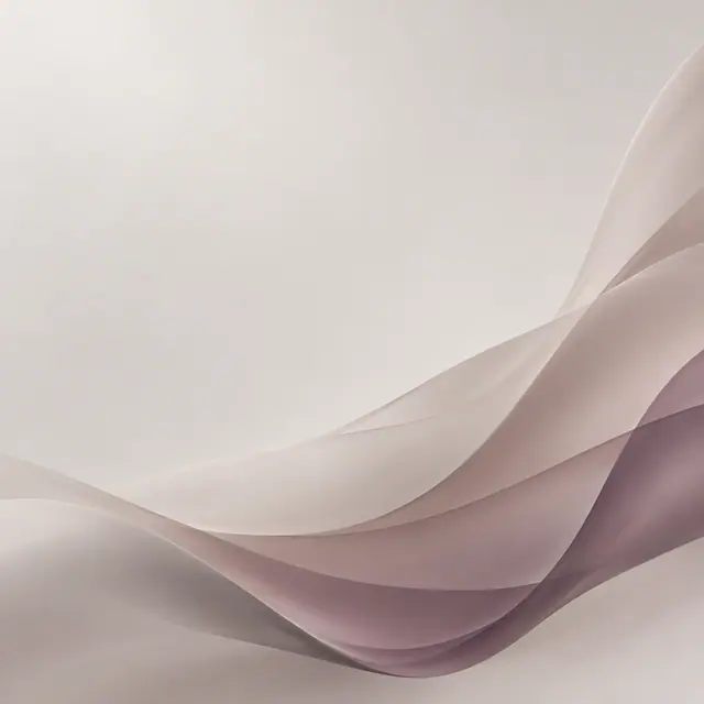 Ondas abstratas em malva, bege e cinza sobre fundo claro, com curvas suaves e amplo espaço livre.