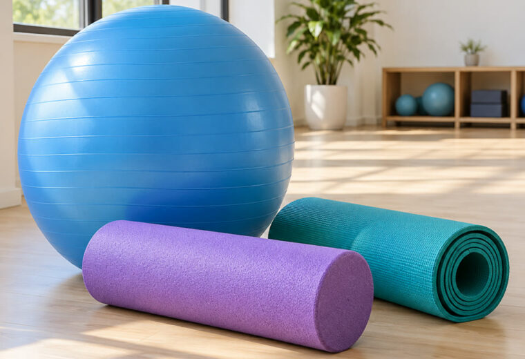 Bola e rolo de exercício
