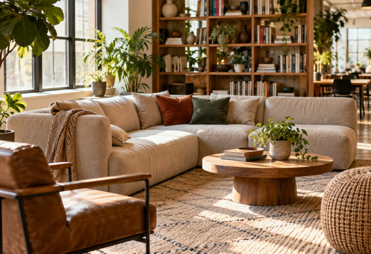 Área de descanso com sofá