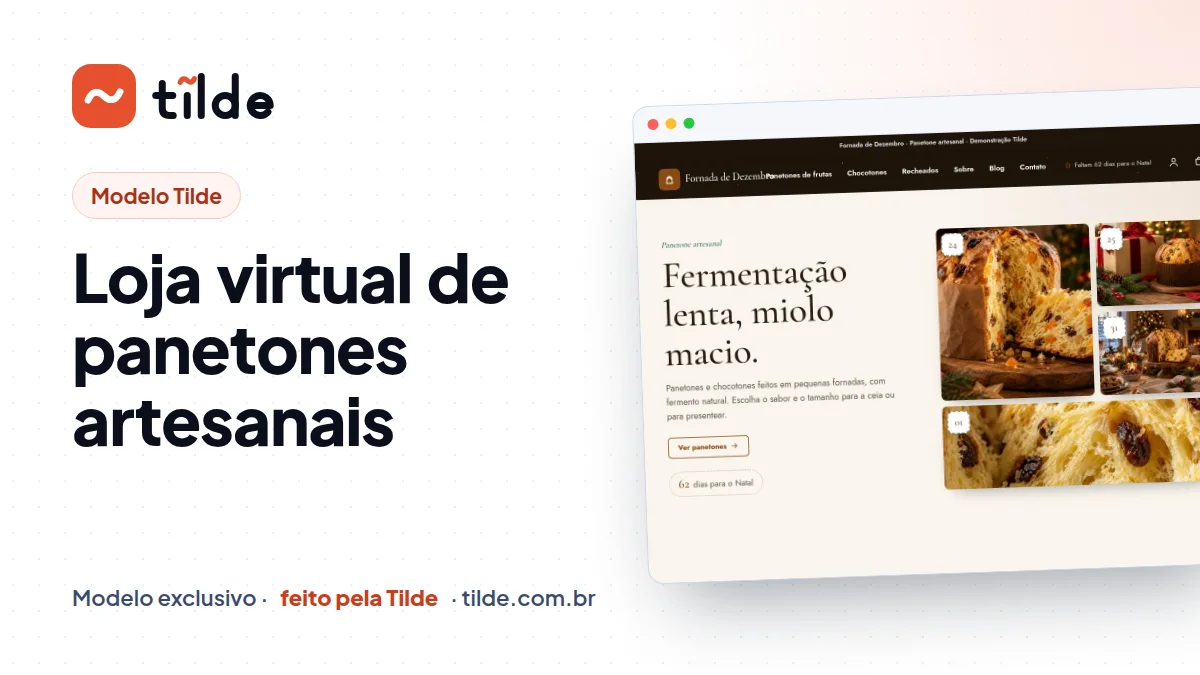 Capa do modelo Fornada de Dezembro, loja de panetones artesanais demonstrativa da Tilde