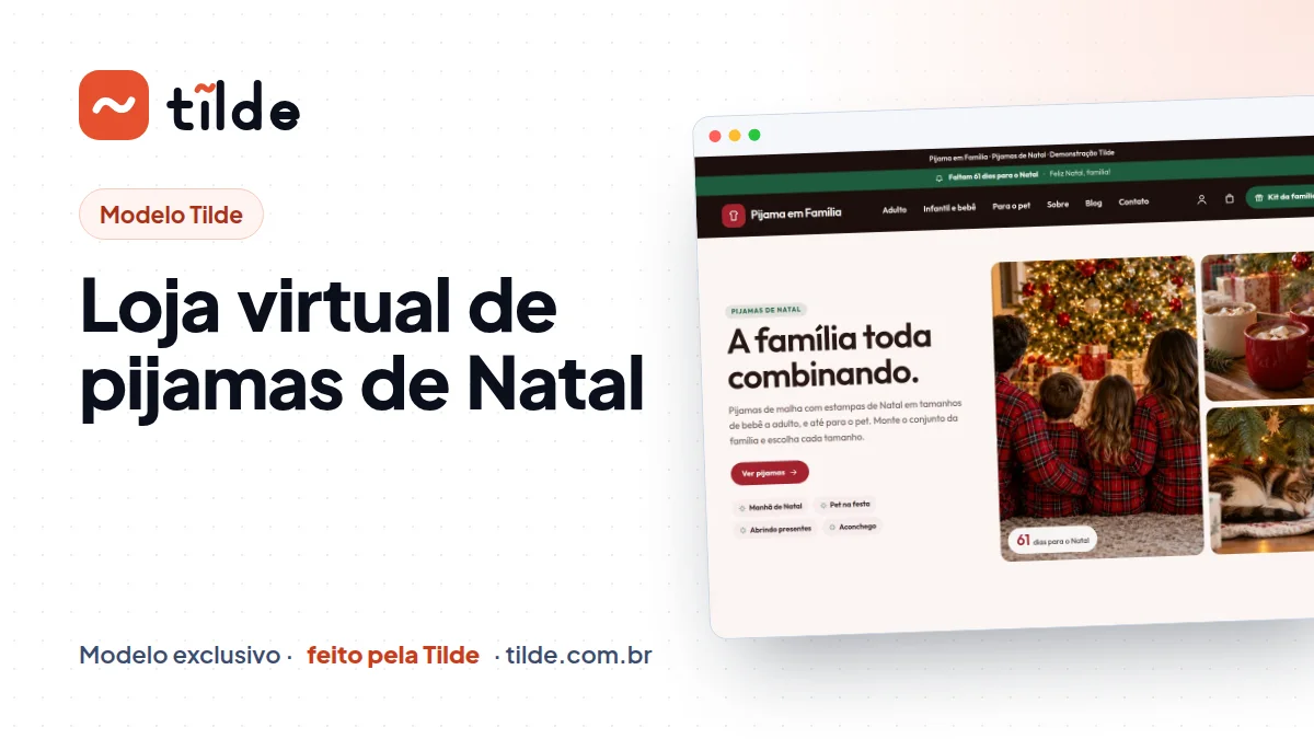 Capa do modelo Pijama em Família, loja de pijamas de Natal demonstrativa da Tilde