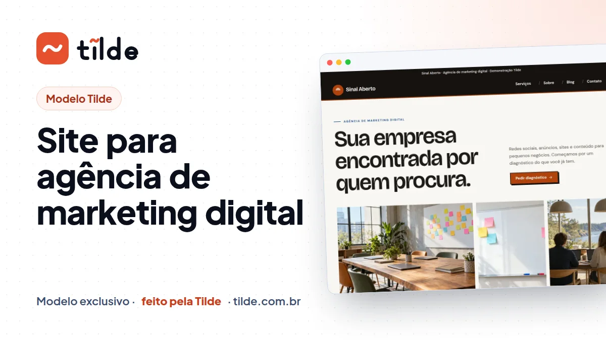 Capa do modelo Sinal Aberto, agência de marketing demonstrativa da Tilde