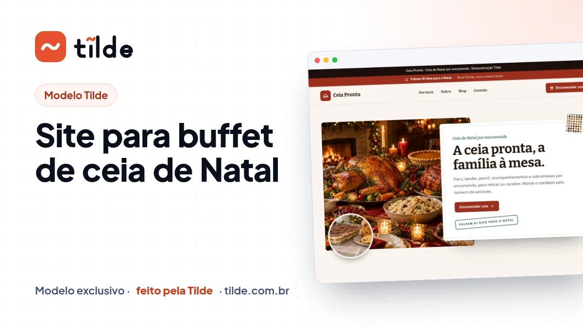 Capa do modelo Ceia Pronta, site para buffet de ceia de Natal demonstrativo da Tilde