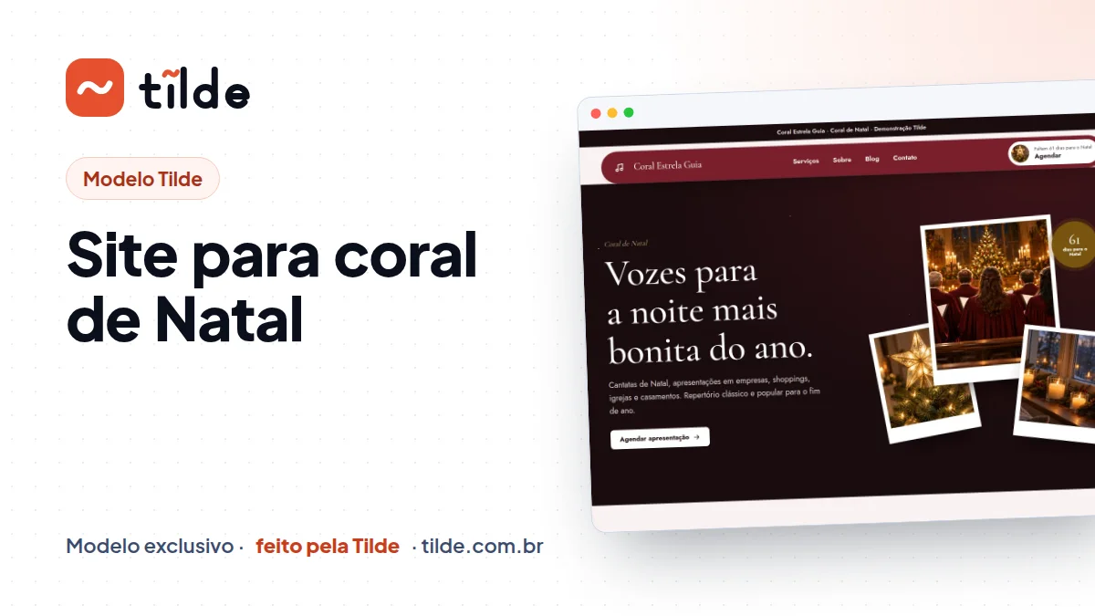 Capa do modelo Coral Estrela Guia, site para coral de Natal demonstrativo da Tilde