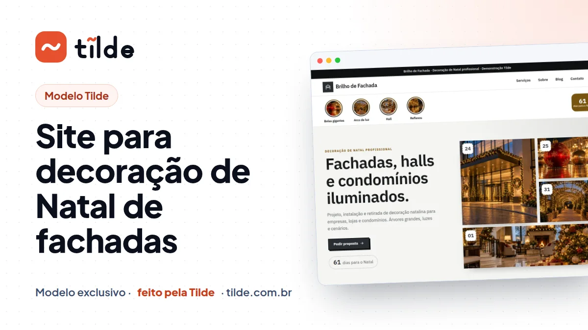 Capa do modelo Brilho de Fachada, site para decoração de Natal de fachadas demonstrativo da Tilde