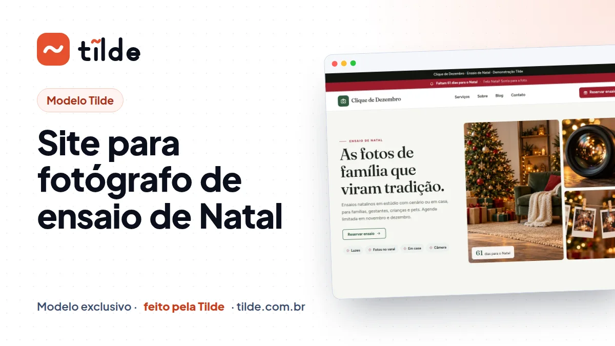 Capa do modelo Clique de Dezembro, site para fotógrafo de ensaio de Natal demonstrativo da Tilde