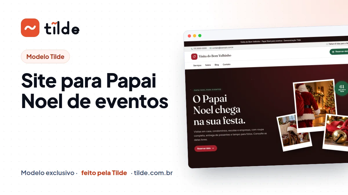 Capa do modelo Visita do Bom Velhinho, site para Papai Noel de eventos demonstrativo da Tilde