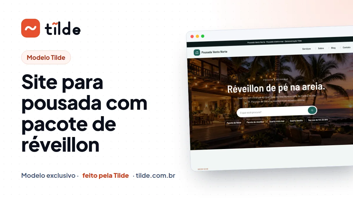 Capa do modelo Pousada Vento Norte, site para pousada demonstrativo da Tilde
