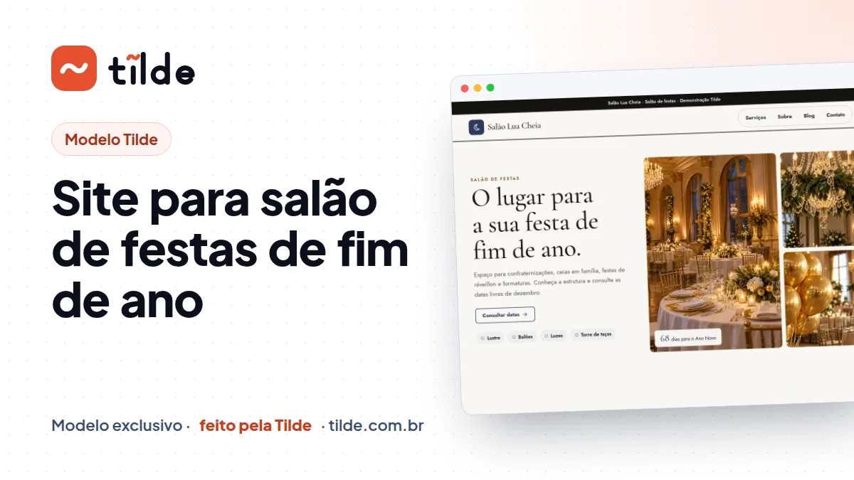 Capa do modelo Salão Lua Cheia, site para salão de festas demonstrativo da Tilde