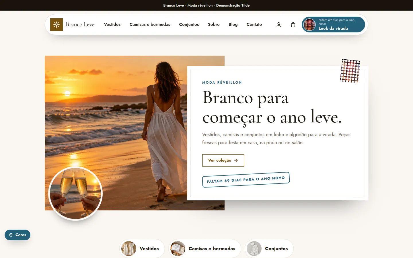 Branco Leve — moda réveillon — Loja virtual WooCommerce