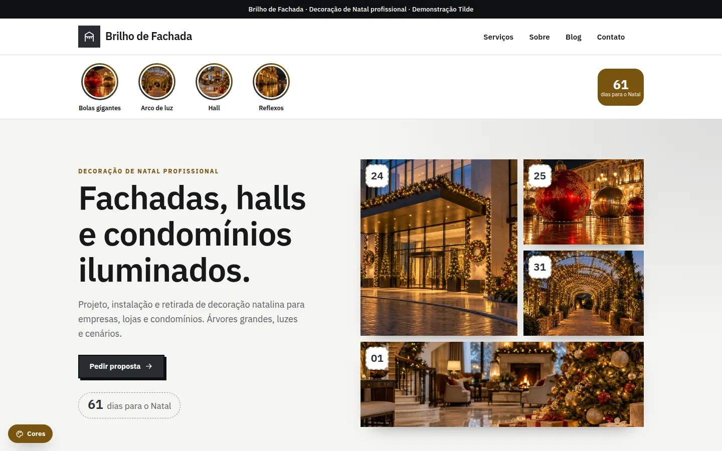 Brilho de Fachada — decoração natalina para empresas: Site WordPress