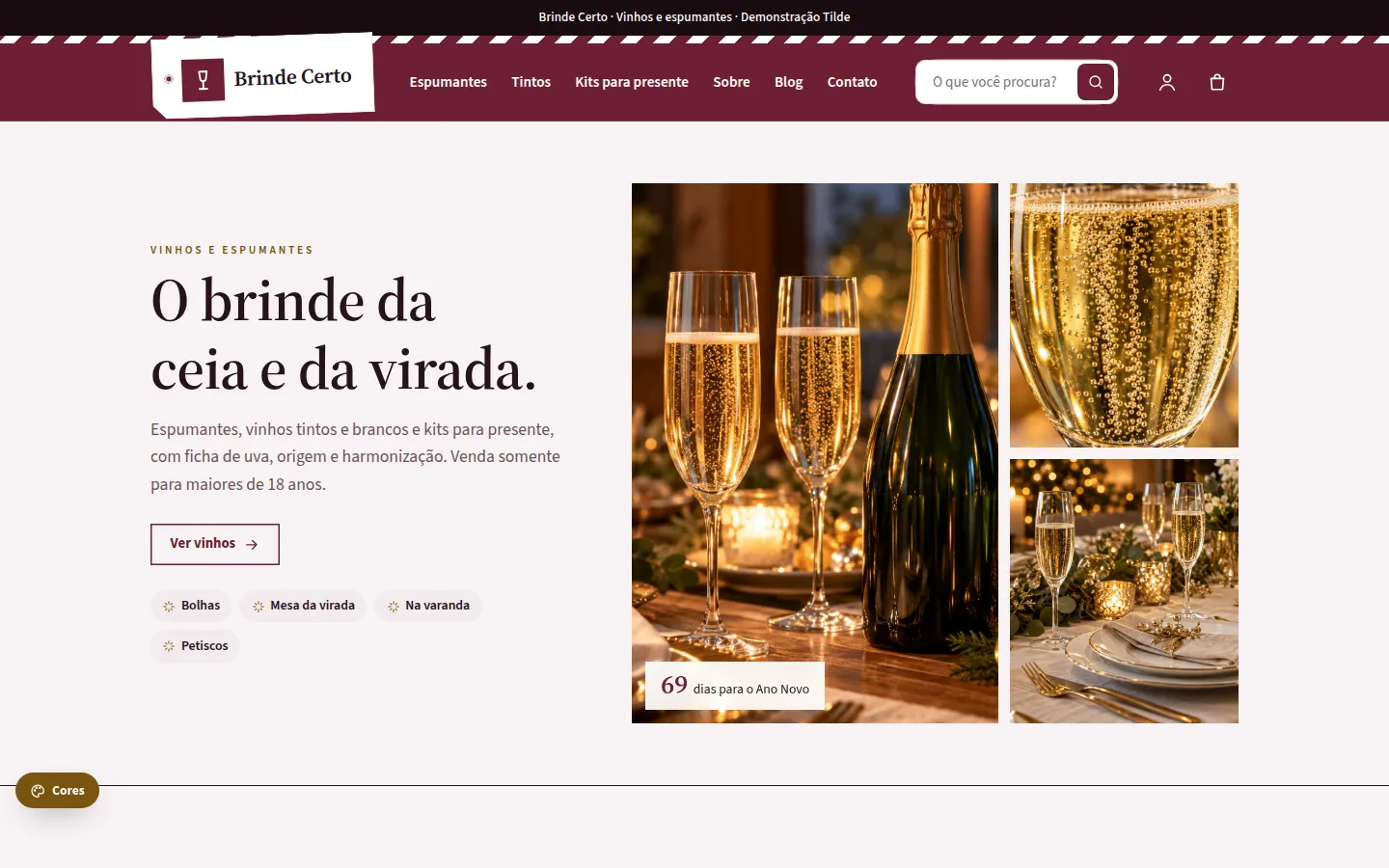 Brinde Certo — vinhos e espumantes — Loja virtual WooCommerce