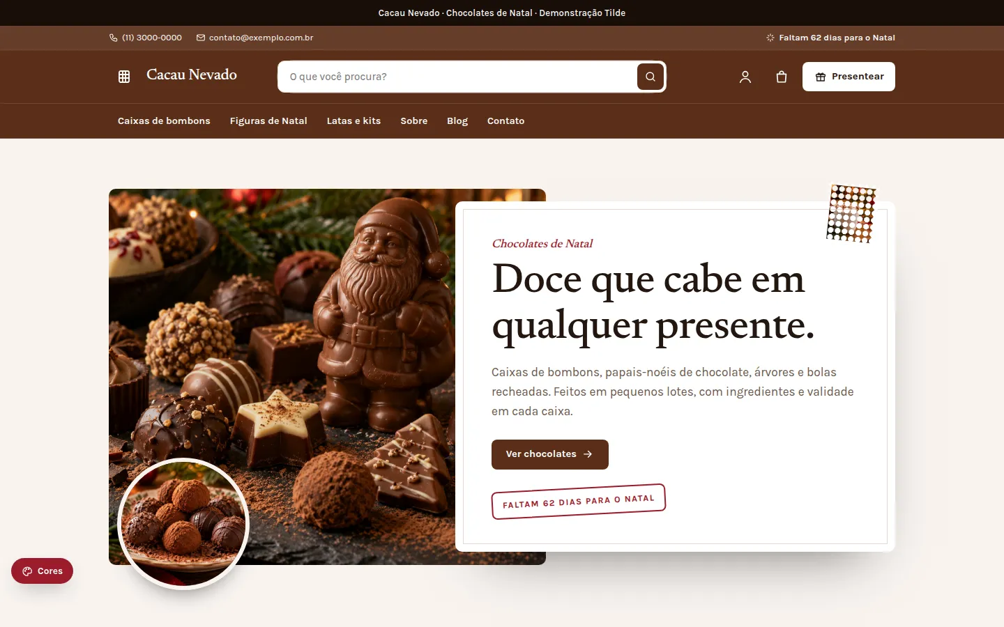 Cacau Nevado — chocolates de natal — Loja virtual WooCommerce