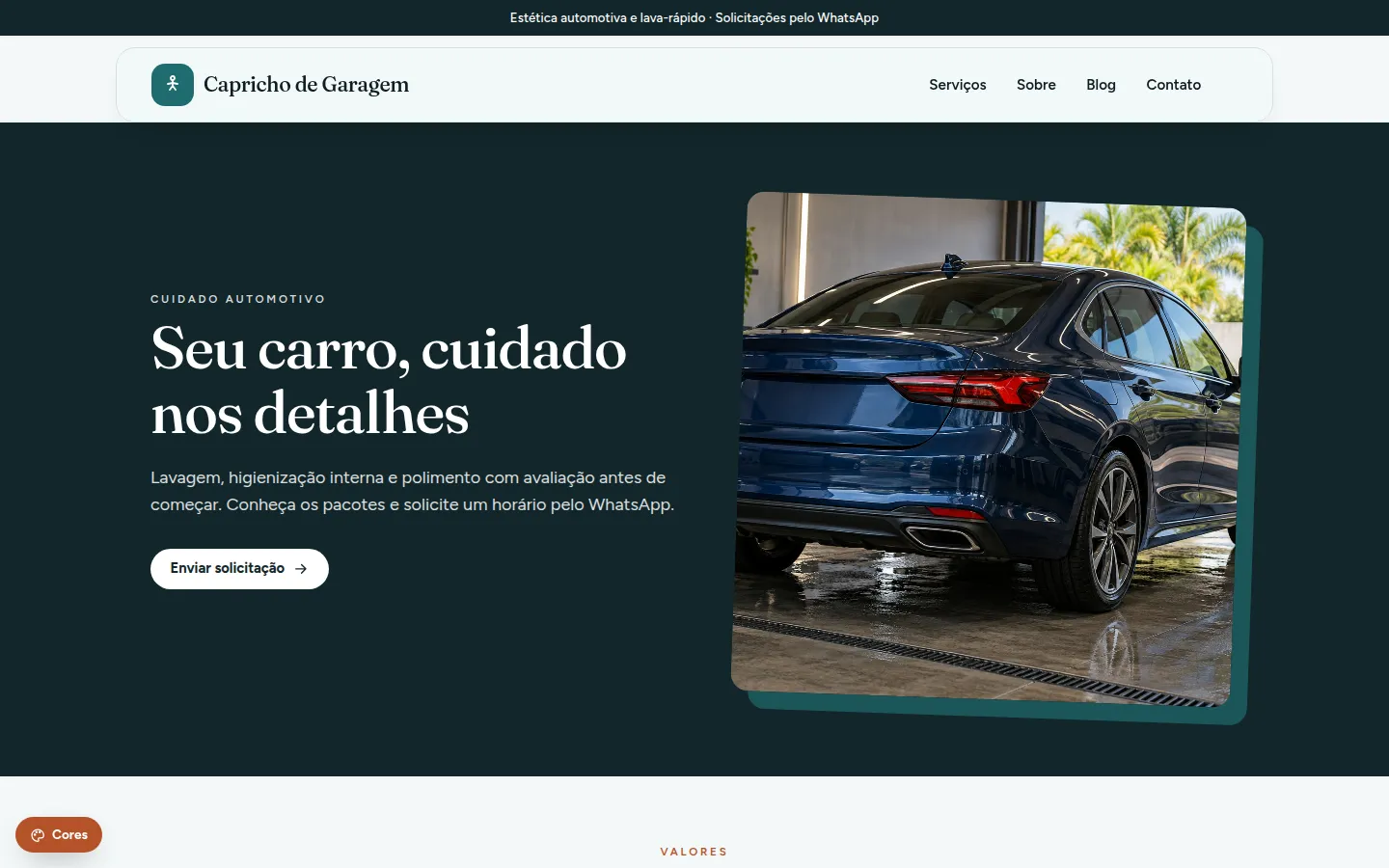 Capricho de Garagem — estética automotiva e lava-rápido