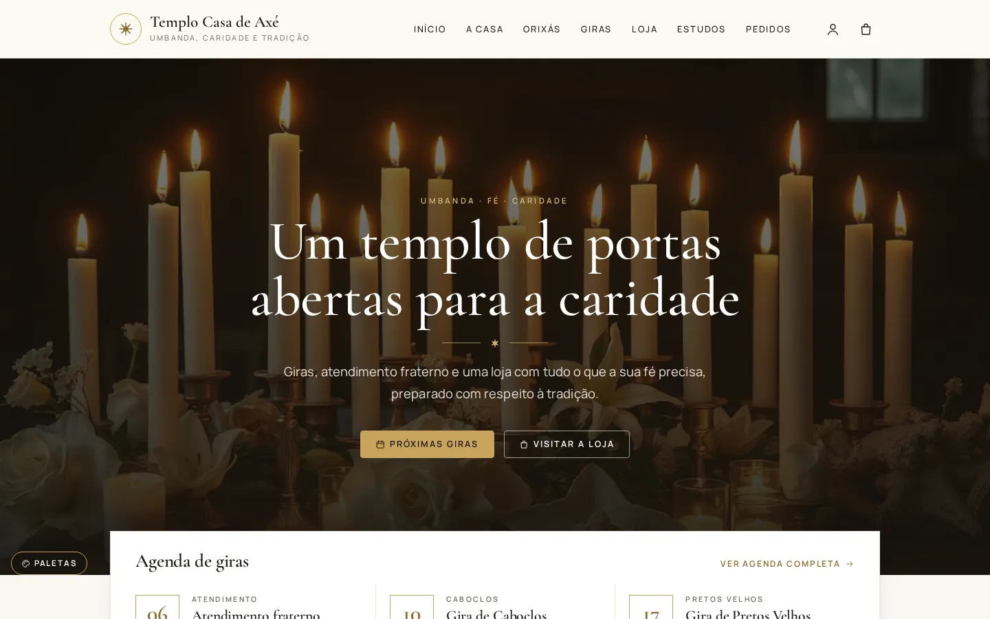 Casa de Axé — templo de Umbanda com loja