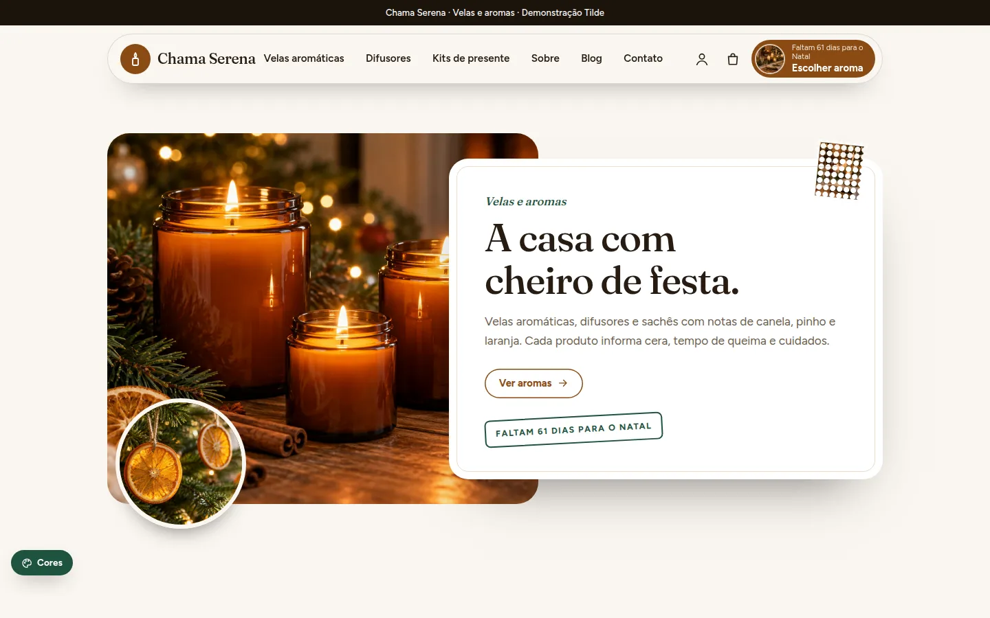 Chama Serena — velas e aromas de natal: Loja virtual WooCommerce