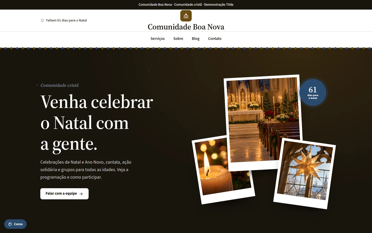 Comunidade Boa Nova — programação de natal da igreja: Site WordPress