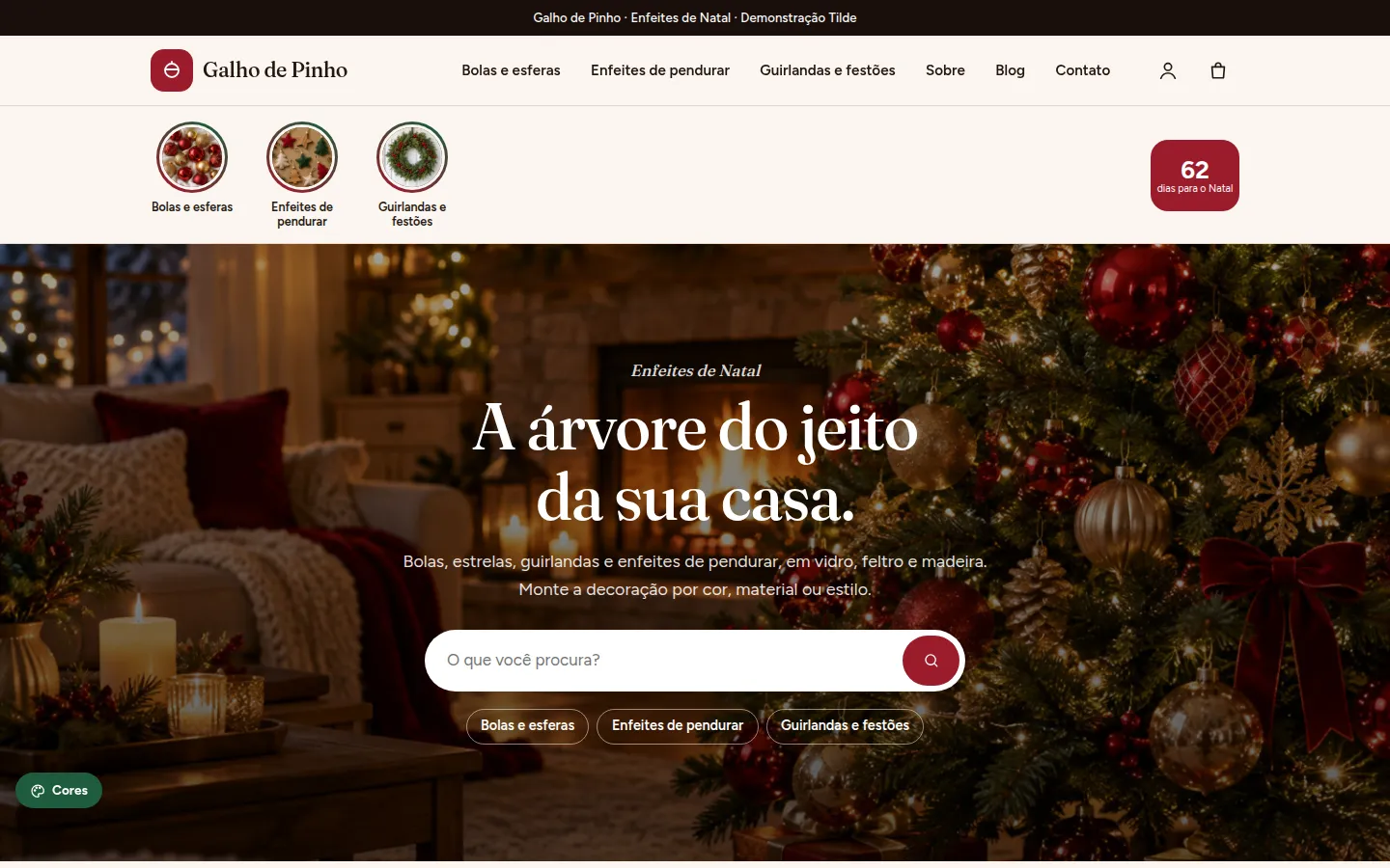 Galho de Pinho — enfeites de natal — Loja virtual WooCommerce