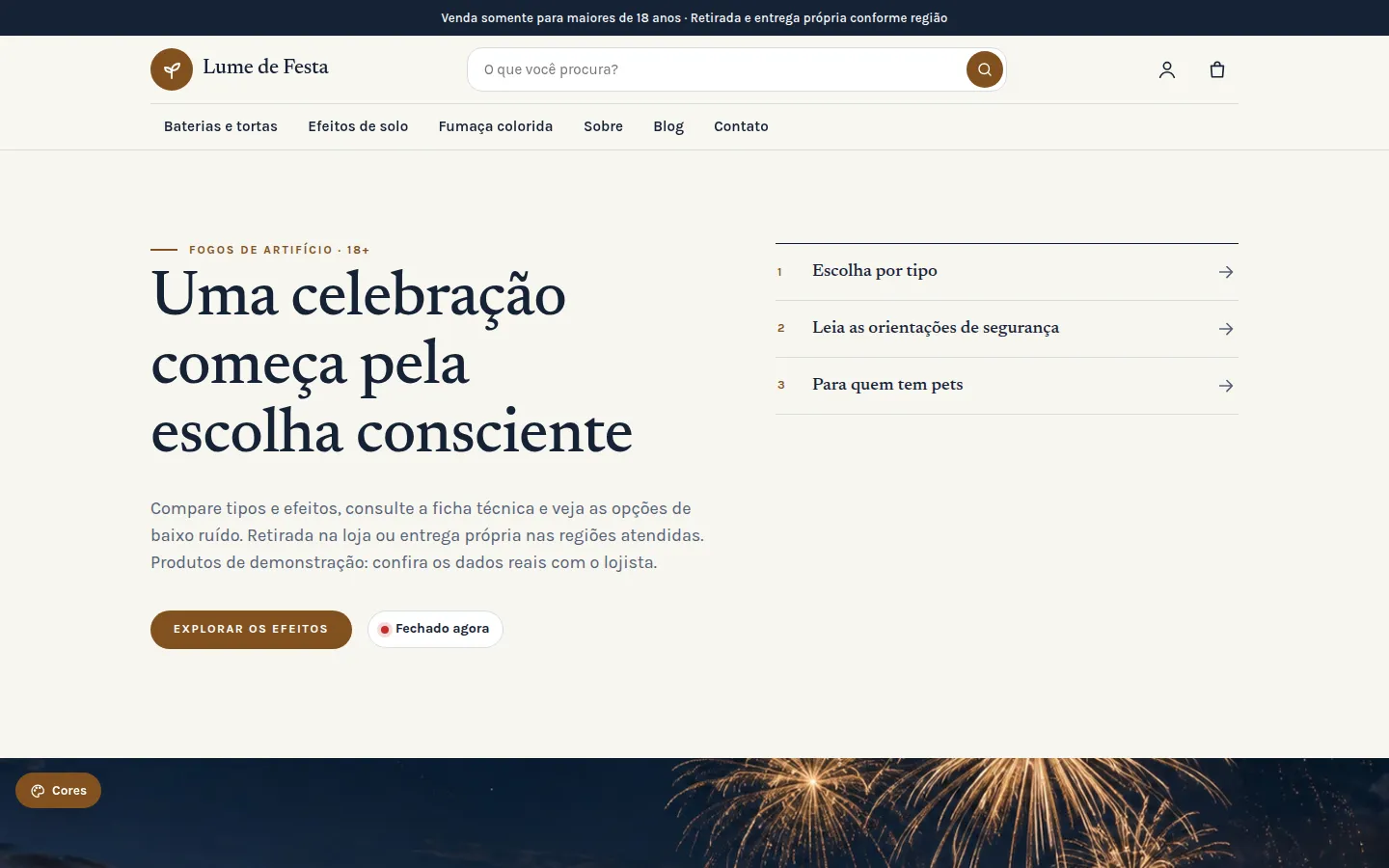 Lume de Festa — fogos de artifício