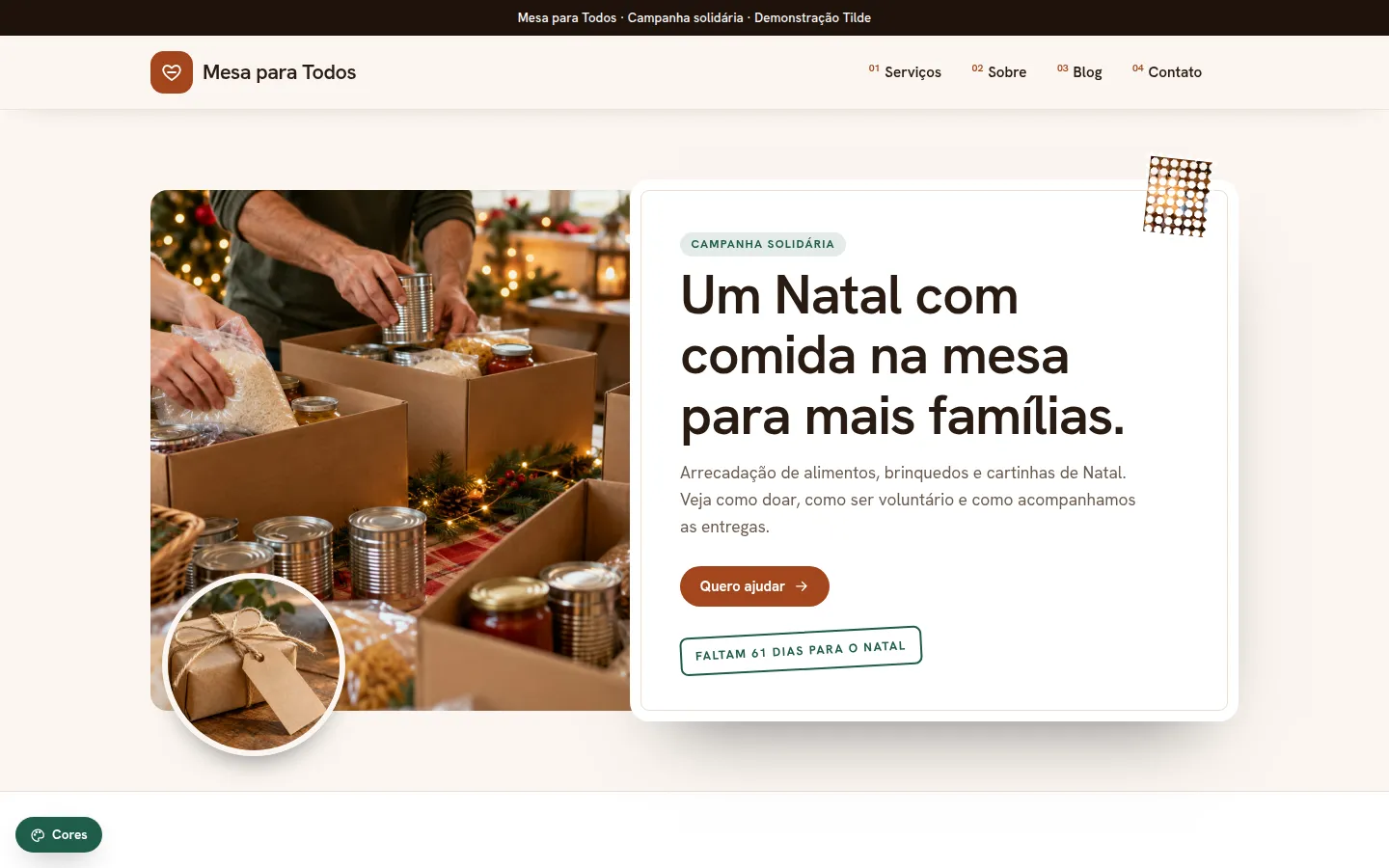 Mesa para Todos — campanha solidária de natal: Site WordPress