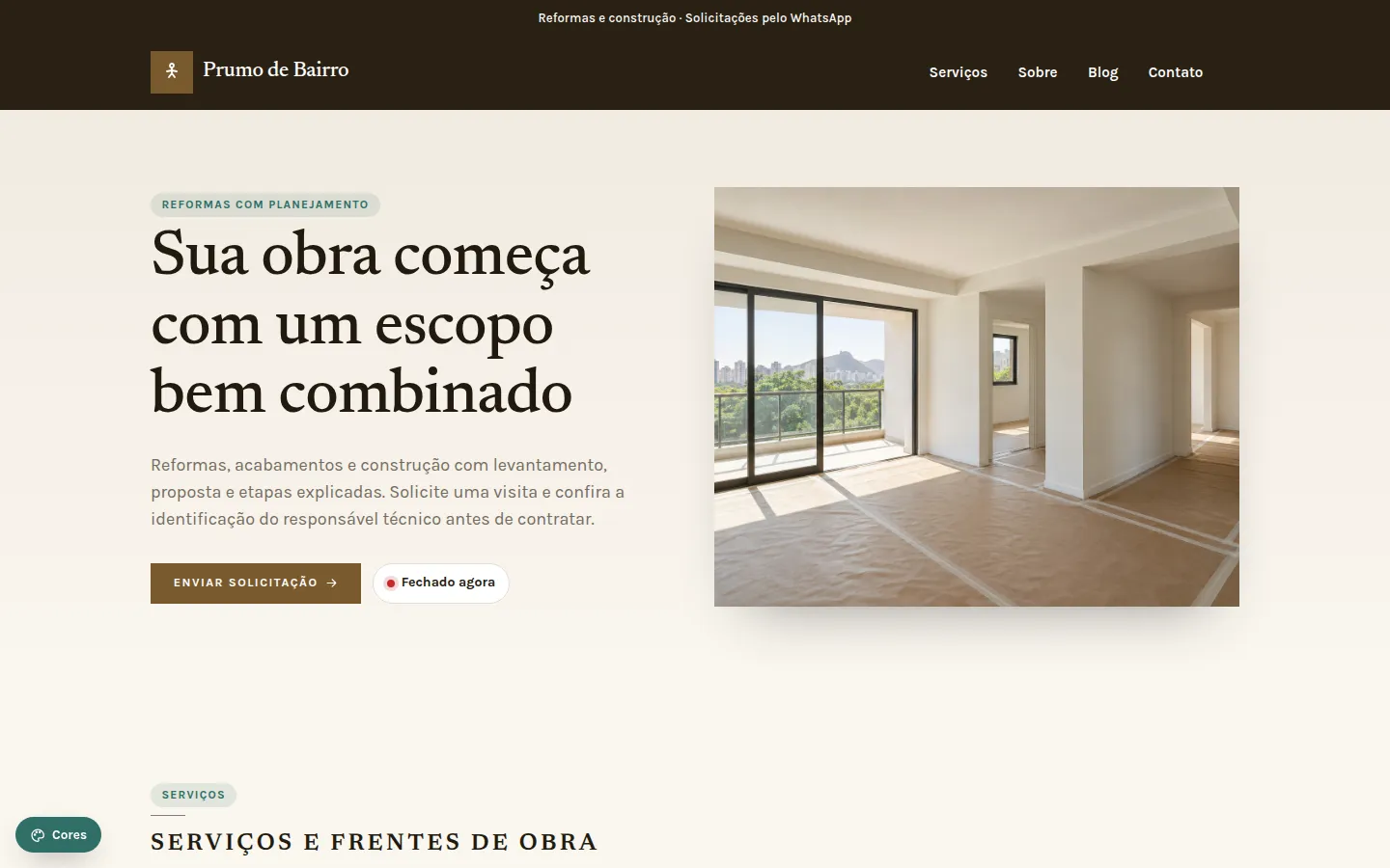 Prumo de Bairro — reformas e construção