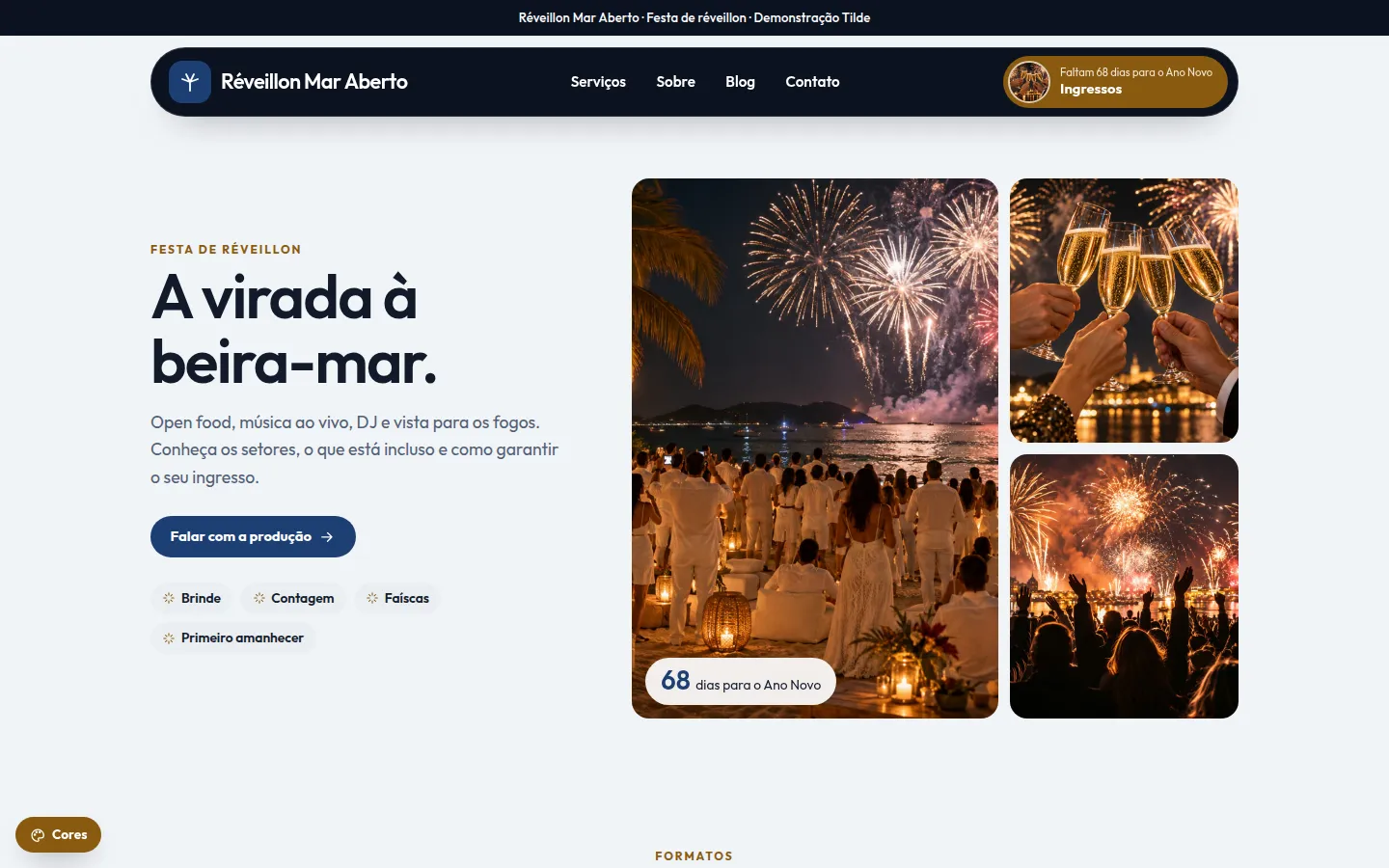 Réveillon Mar Aberto — festa de réveillon: Site WordPress