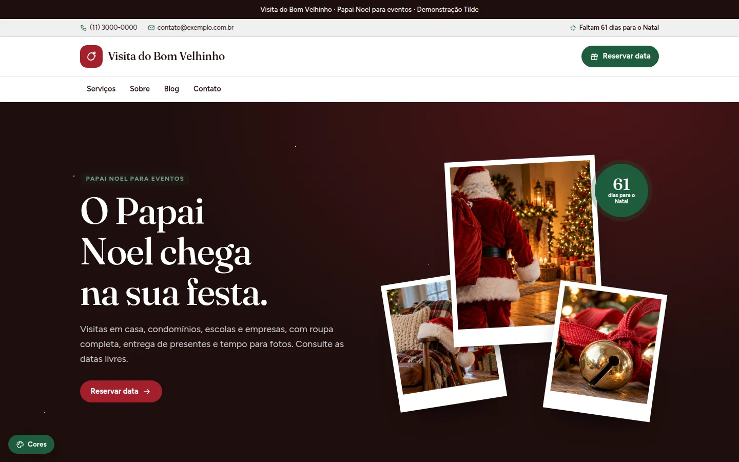 Visita do Bom Velhinho — papai noel para eventos: Site WordPress