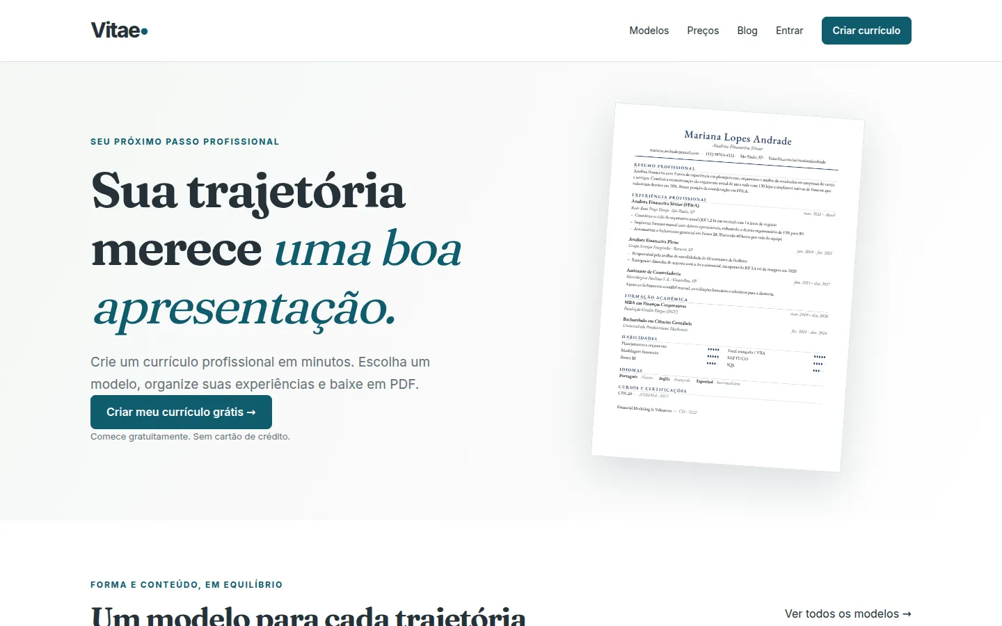 Vitae — plataforma de currículos online com assinatura